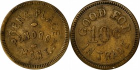 Pendroy. RENS PLACE / PENDROY, / MONT. // GOOD FOR / 10¢ / IN TRADE. 22 mm. Brass. Rubick (2020) EV-7. Very Fine.



Estimate: 100