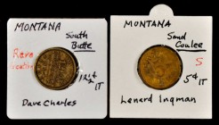 Sand Coulee and South Butte. Lot of (2) EV-7 merchant tokens.

This lot includes the 5¢ brass token of Lenard Ingman in Sand Coulee, Extremely Fine,...