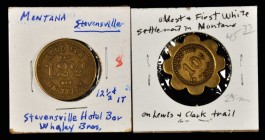 Stevensville. A pair of EV-7 tokens.

Schraman Cigar Store, 10¢ In Trade, brass, Sc-8, Very Fine, and the Stevensville Hotel Bar Whaley Bros 121/2¢ ...