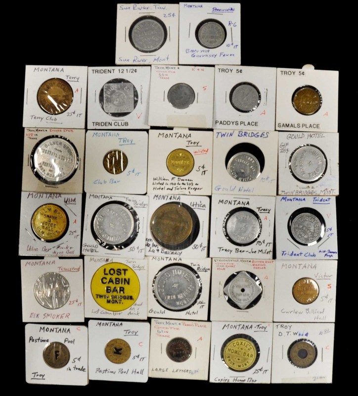 Stevensville To Victor. Lot of (27) merchant tokens rated as EV-5 and below in R...