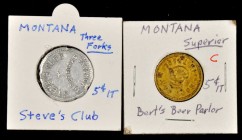 Superior and Three Forks. Lot of (2) EV-7 tokens.

This lot includes the 5¢ brass token from Bert's Beer Parlor of Superior in Extremely Fine condit...