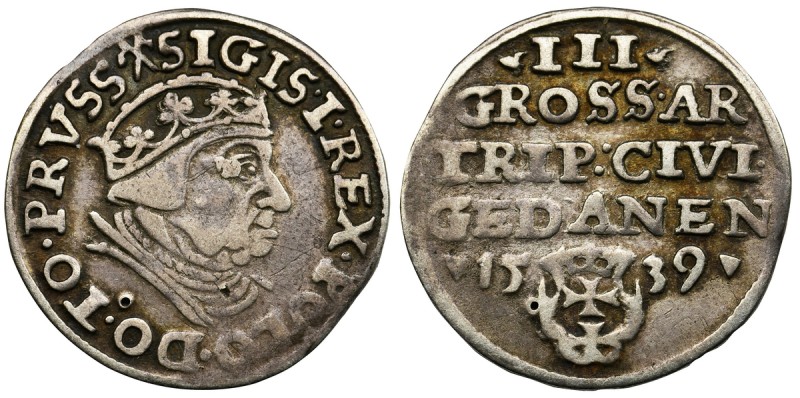Sigismund I the Old, 3 groschen Danzig 1539 - PRVSS
Ładny, w starej patynie. Dz...