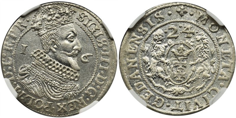 Sigismund III Vasa, 1/4 Thaler 1624/3 - NGC MS63 - PR•
Druga cyfra daty przebit...