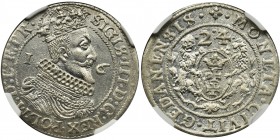 Sigismund III Vasa, 1/4 Thaler 1624/3 - NGC MS63 - PR•
Druga cyfra daty przebita z 3 na 4. Wariant rewersu z kropką po CIVIT.
Menniczej świeżości eg...