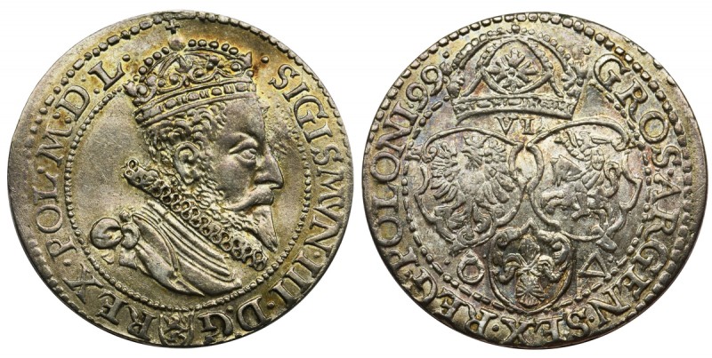 Sigismund III Vasa, 6 Groschen Marienburg 1599
Bardzo ładny egzemplarz. Obustro...