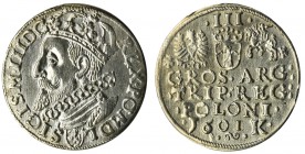 Sigismund III Vasa, 3 Groschen Krakau 1601 - left head
Piękny, z obustronnym lustrem. Znakomita prezencja.
Odmiana z głową w lewo.

Drugi rocznik ...