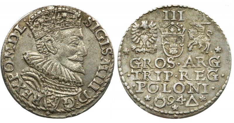 Sigismund III Vasa, 3 Groschen Marienburg 1594
Odmiana ze skróconą datą pomiędz...