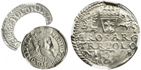 Sigismund III Vasa, 3 Groschen Olkusz 1598 - NGC MS63
Nienotowany w Igerze wariant D G R-POLONI M D L. Na rewersie herb Lewart Jana Firleja.
Wyśmien...