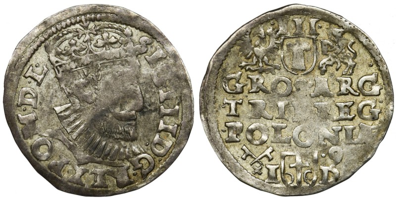 Sigismund III Vasa, 3 Groschen Posen 1590
Odmiana z inicjałami ID na rewersie, ...