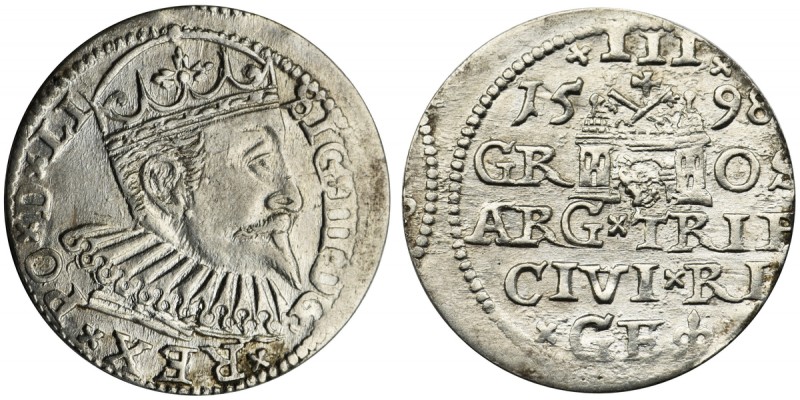 Sigismund III Vasa, 3 Groschen Riga 1598
Świeży, ze znakomitym lustrem na rewer...