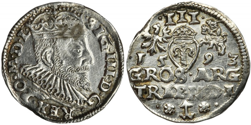 Sigismund III Vasa, 3 Groschen Vilnius 1593
Bardzo ładna moneta z obustronnym b...