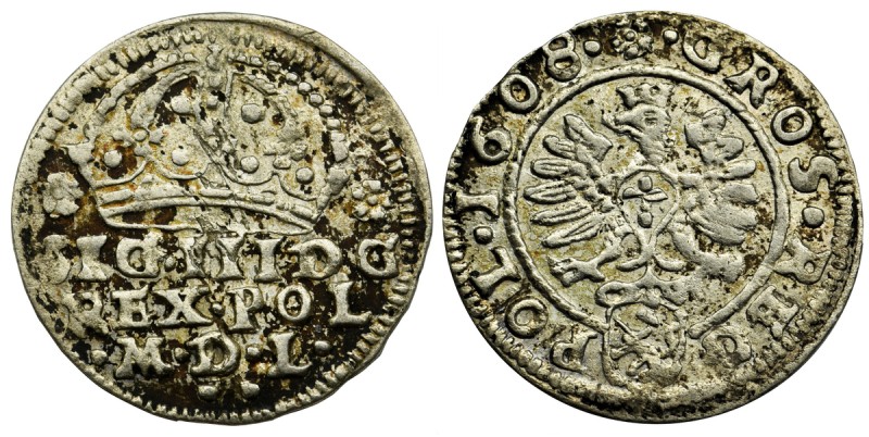 Sigismund III Vasa, Groschen Krakau 1608
Odmiana z herbem Lewart Jana Firleja, ...