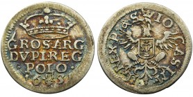 John II Casimir, 2 Groschen Wschowa 1651 - rare
Rzadki i ładnie zachowany egzemplarz.
Przyjemna, kolorowa patyna.
Wcześniejszy typ, bez oznaczenia ...