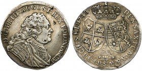 Augustus III of Poland, 1/3 Thaler Dresden 1748 FWôF
Połyskowy egzemplarz. Piękna patyna.
Typ z inicjałami FWôF Friedricha Wilhelma ô Feral, mincmis...