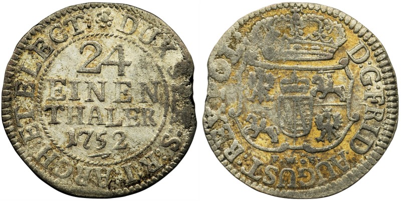 Augustus III of Poland, 1/24 Thaler Dresden 1752 FWôF
Ładny egzemplarz, z obust...