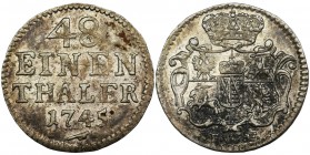 Augustus III of Poland, 1/48 Thaler Dresden 1745 FWôFŁadny, obustronny połysk.
Reference: Kahnt 601
Grade: XF