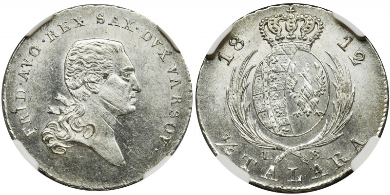 Duchy of Warsaw, 1/6 Thaler Warsaw 1812 IB - NGC MS63 - RARE
Najrzadszy nominał...