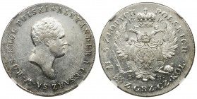 5 zloty Warsaw 1816 IB - NGC AU58
Pierwszy rocznik pięciozłotówek Królestwa w niespotykanym jak na tej klasy monetę stanie zachowania.&nbsp;
Moneta ...