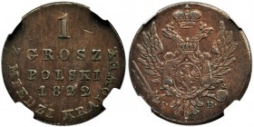 1 polish groschen Warsaw 1822 IB - NGC AU58 BN
Odmiana z szeroką koroną.
Niełatwa moneta w ładnych stanach zachowani o czym świadczy fakt, że tylko ...