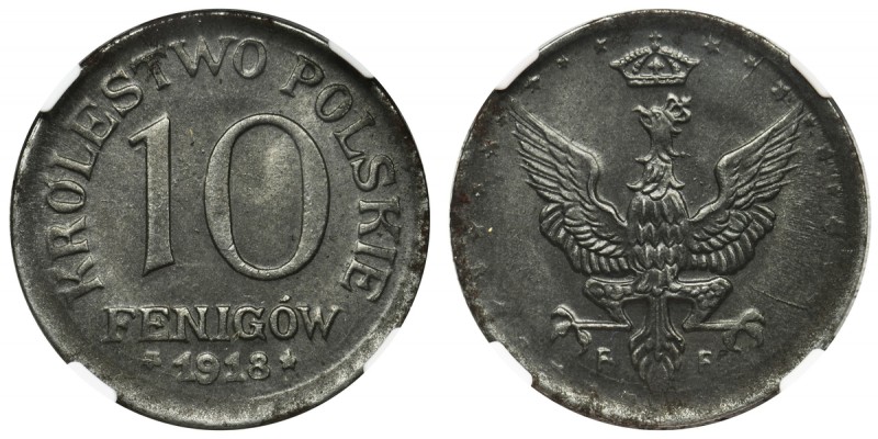 German Regency, 10 pfennig 1918 - NGC MS65
Drugi, rzadszy rocznik 10-fenigówek ...