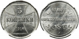 Ost, 3 Kopek Hamburg 1916 J - NGC MS63
Wyśmienity, menniczy egzemplarz. Znakomity, zegarowy połysk.Reference: Parchimowicz 3.b
Grade: NGC MS63
