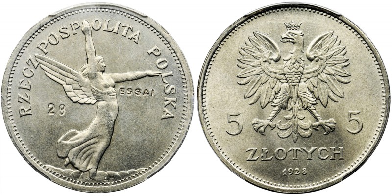 PROBE, Nike 5 zloty 1928 - PCGS SP66 - RARE
Najwyższa nota - PCGS SP 66, dla pr...