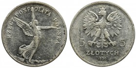Nike, 5 zloty Warsaw 1930
Rzadki rocznik, szczególnie rzadki w bardzo ładnych stanach.&nbsp;
Egzemplarz około menniczy z dużą ilością menniczej świe...