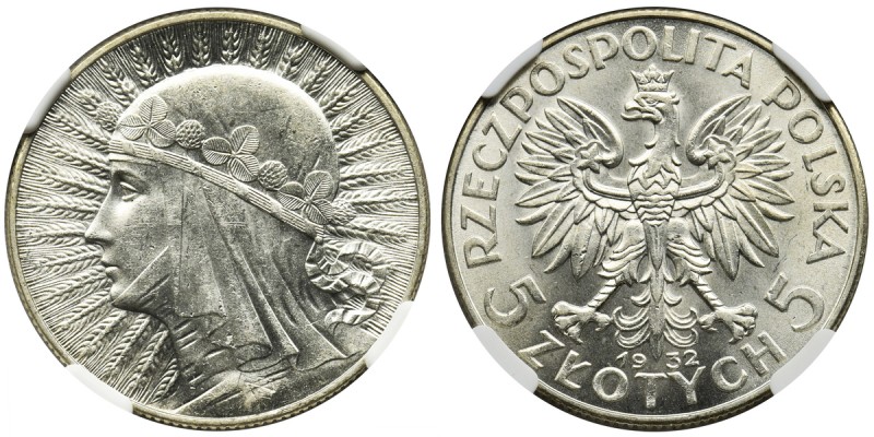 Queen Jadwiga, 5 zlotych London 1932 - NGC MS63
Znakomity, menniczy egzemplarz....