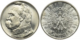 Pilsudski, 10 zloty 1934 - rare
Rzadki rocznik. Najtrudniejsza ze wszystkich dziesiątek w stanach menniczych.
Egzemplarz menniczej świeżości. Rewers...