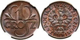 1 grosz 1925 - NGC MS67 BN - zjawiskowy
Idealny stan zachowania. Moneta z ostrym detalem i wyjątkową świeżością tła. Kolor brązowy według NGC.
Jeden...