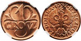 1 grosz 1937 - NGC MS67 RD
Perfekcyjna sztuka w cenionym kolorze czerwonym.&nbsp;
Najwyższa nota w rejestrach NGC.&nbsp;Reference: Parchimowicz 101l...