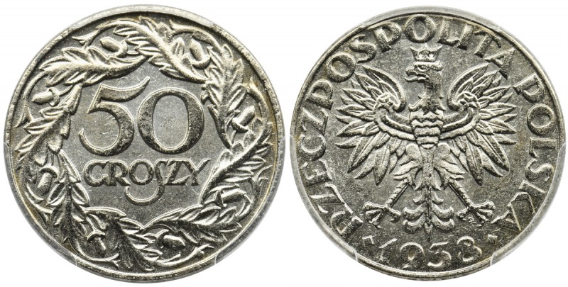 50 groszy 1938 - PCGS MS63 - niklowane
Pięknie zachowane.
Najwyższa nota w rej...