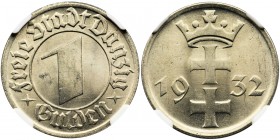Free City of Danzig, 1 gulden 1932 - NGC MS64
Menniczy stan zachowania. Wyraźny blask i doskonale zachowane tło. Piękna prezencja.
Druga najwyższa n...