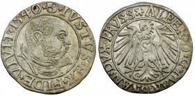 Duchy of Prussia, Albert Hohenzollern, Groschen Königsberg 1540
Intensywne lustro po obu stronach.
Odmiana z rozetą.Reference: Kopicki 3781
Grade: ...