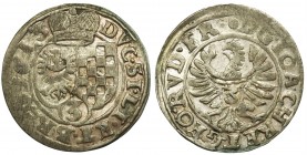 Silesia, John Christian and George Rudolph, 3 Kreuzer Zloty Stok 1613
Odmiana ze znakiem menniczym CC z hakami, cyfra trzy w dacie oddalona.
Referen...