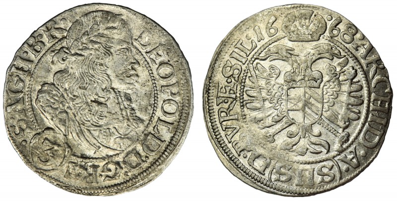 Silesia under Habsburgs, Leopold I, 3 Kreuzer Breslau 1668 SHS
Odmiana z SIL na...