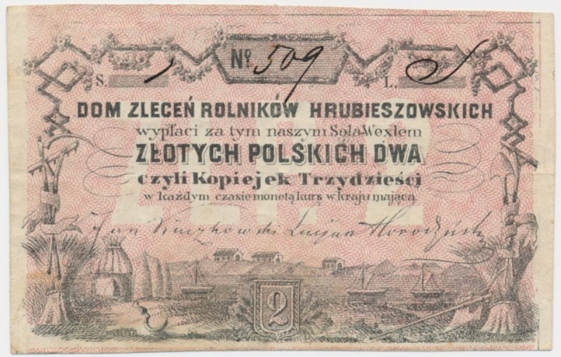 Hrubieszów, Dom Zleceń Rolników Hrubieszowskich 2 złote = 30 koiejek 1864
Rzadk...