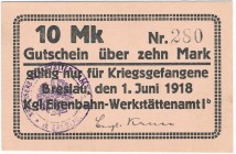 Obóz, Breslau (Wrocław) Eisenbahn, 10 marek 1916
&nbsp;
Grade: UNC