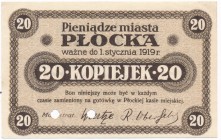 Płock, 20 kopiejek 1919Reference: Podczaski R-310.B.3.b
Grade: AU