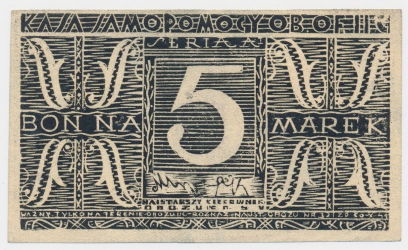 Oflag II C Woldenberg, Bon na 5 marek 1944 - Seria AIReference: Podczaski DO-104...