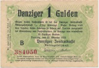 Gdańsk 1 gulden 1923 Październik
Rzadki banknot, szczególnie w kolekcjonerskich stanach zachowania.&nbsp;&nbsp;
Egzemplarz bez stempla Ung ültig na ...