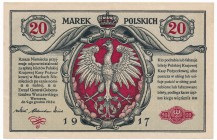 20 marek 1916 Generał - PIĘKNY
Typologicznie banknot bardzo rzadki w stanach około bankowych.
Piękny egzemplarz z doskonale zachowaną, naturalnie pr...