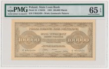 100.000 marek 1923 - C - PMG 65 EPQ
Coraz rzadziej notowany nominał marek inflacyjnych w atrakcyjnym stanie emisyjnym.
Drobne nieświeżości na narożn...
