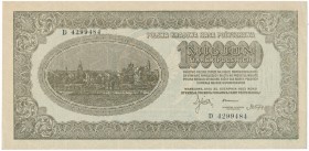 1 milion marek 1923 - D - PIĘKNE
Wariant siedmiocyfrowy.&nbsp;
Banknot już rzadki w tym stanie zachowania. Niemocne ugięcie na prawy, górnym rogu or...