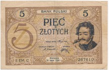 5 złotych 1924 II EM.C - BARDZO ŁADNY
Typologicznie jeden z najrzadszych polskich banknotów z jednym z najniższych według literatury nakładów (123 67...