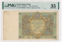 50 złotych 1925 - Ser. AW - PMG 35 - ładny
Rzadki typologicznie banknot, który naszym zdaniem jest mocno niedowartościowany na tle rynku.&nbsp;
Egze...