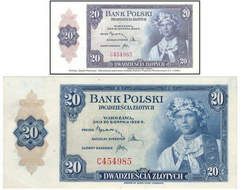 ABNCo, 20 złotych 1939 - C - PIERWOWZÓR do REPRODUKCJI GAZETY WYBORCZEJ
Duża gr...