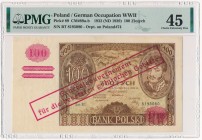 100 złotych 1932(9) - przedruk okupacyjny - BT - PMG 45 - RZADKI i ŁADNY
Dużej rzadkości odmiana przedruku okupacyjnego na banknocie z datą emisji 19...