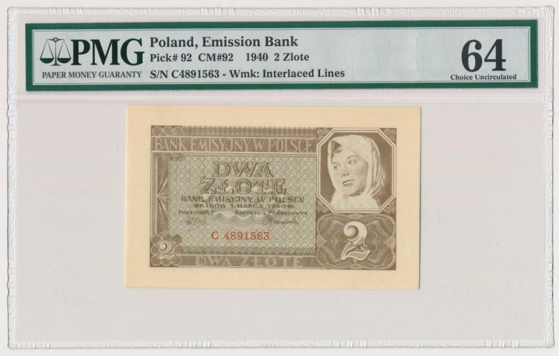 2 złote 1940 - C - PMG 64
Pięknie zachowany banknot w emisyjnym stanie.
Nieopa...