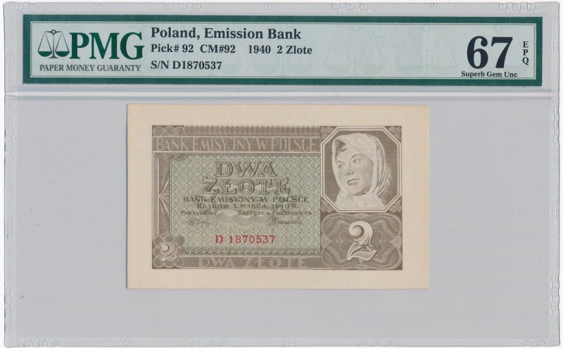 2 złote 1940 - D - PMG 67 EPQ
Perfekcyjny stan zachowania.&nbsp;
Druga najwyżs...